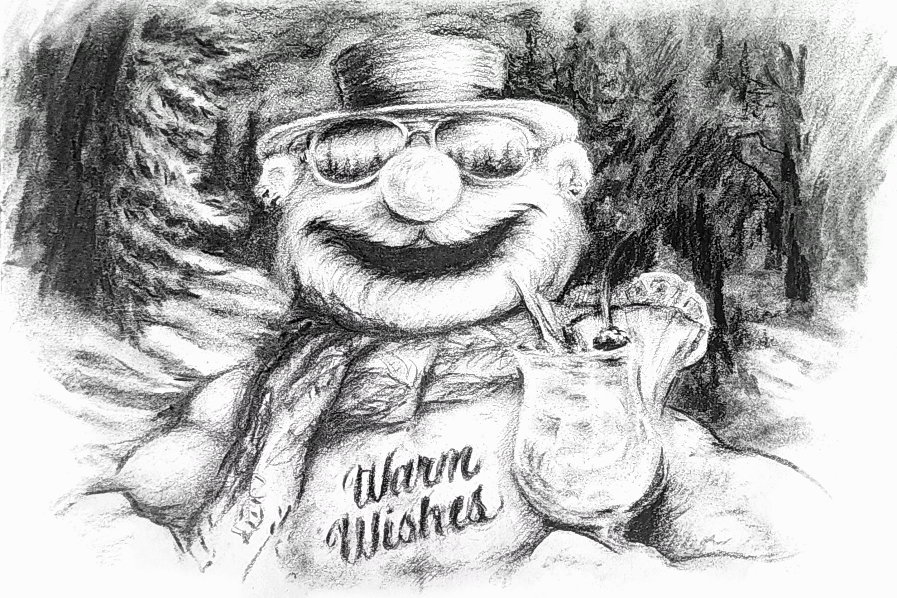Warm Wishes charcoal drawing